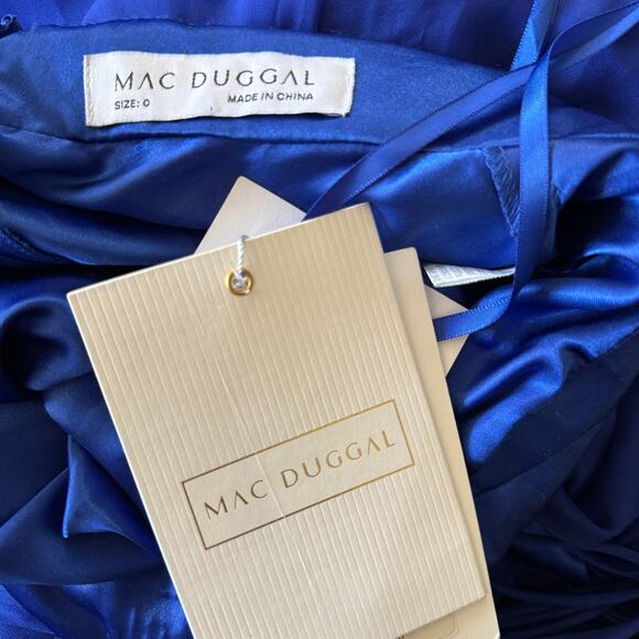 Mac Duggal 67911 Ruffle Tiered Cut Out Chiffon Gown Dress Cobalt Blue Size 0 NWT - Picture 8 of 12